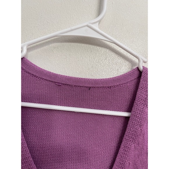 Eileen Fisher Purple V-Neck Organic Cotton‎ Tencel Knit Sweater Women's XL - Picture 3 of 4